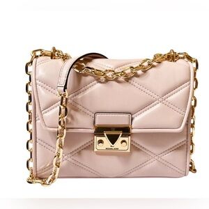 Michael Kors Serena Medium Flap Shoulder Crossbody Quilted Bag Pink